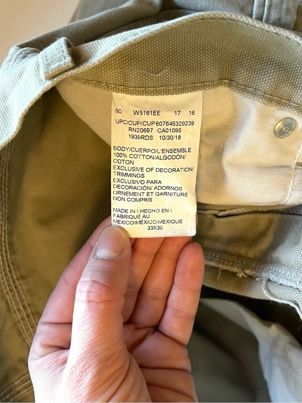 Dickies Duck Canvas Carpenter Pants - Khaki Canvas Workwear - Size 33 | 30